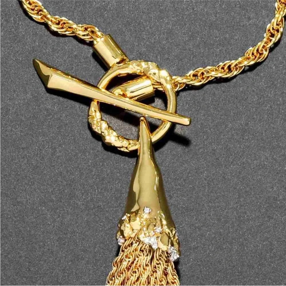 ALEXIS BITTAR • Brut Molten Gold Long Tassel Necklace
